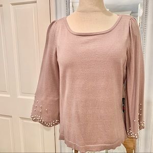 Pinkish and Pearl detailed sleeve sweater